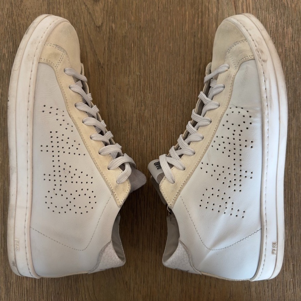 P448 White Leather John Italian Designer High Top Casual Sneakers-Size US‎ 8.5 - Picture 10 of 12